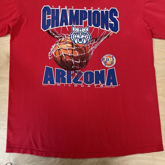 Vintage Arizona Wildcats National Champions Shirt XL Red 90s - Picture 4 of 8